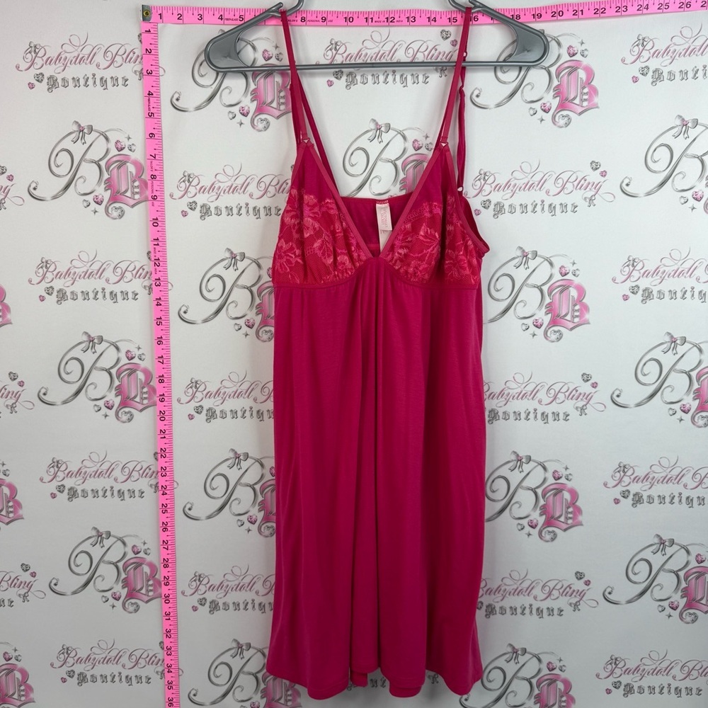Victoria's Secret dress mini bright pink Fuchsia Lace-Trim Chemise babydoll